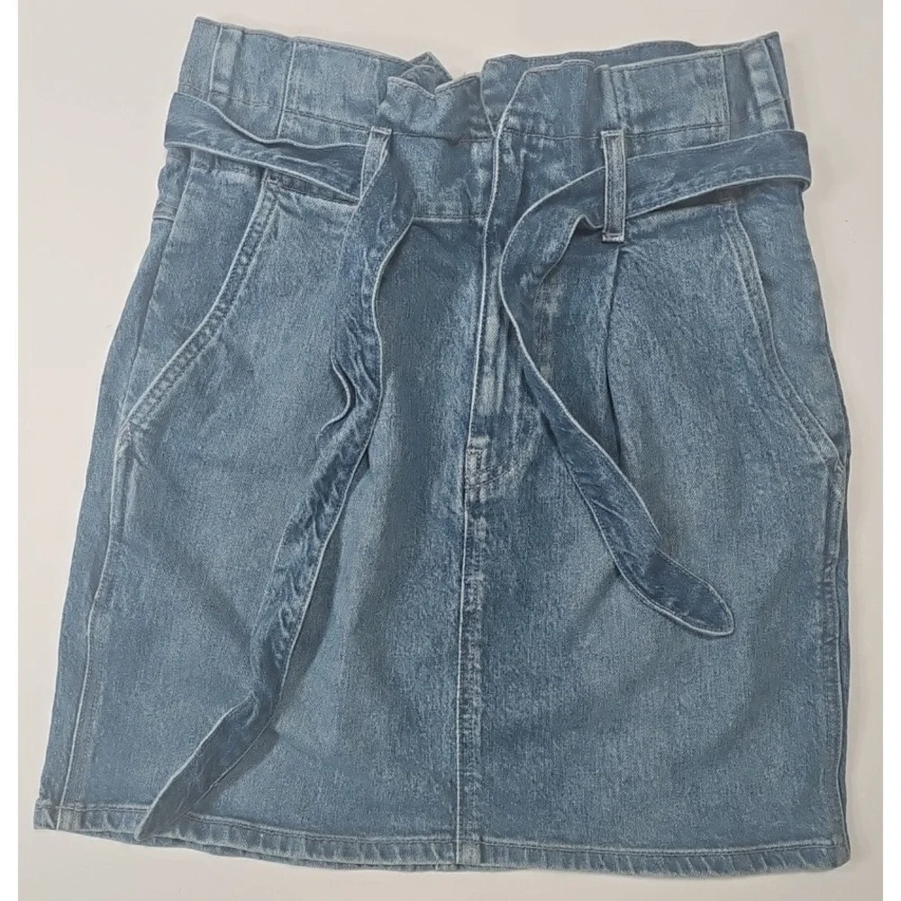 REFORMATION Sandia Denim Mini Skirt Women's 27 Tie Waist‎ Inari Wash 90s Grunge